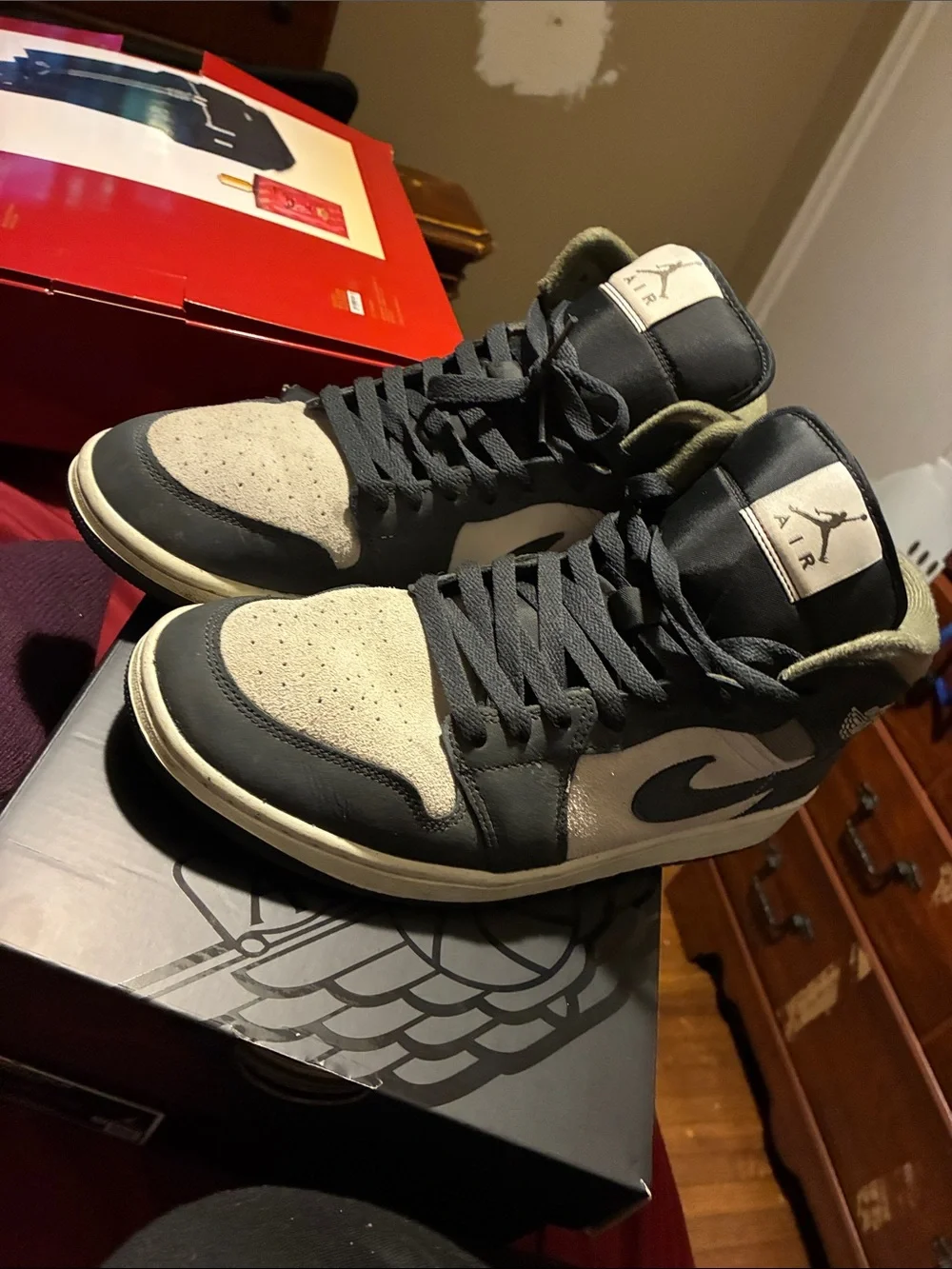 Jordan Air High Top Sneakers - Black & Light Grey
